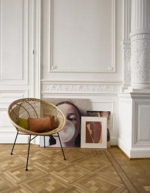 Στρογγυλή πολυθρόνα σαλονιού Rattan σε φυσικό χρώμα. MZM4657 / by set / cfw